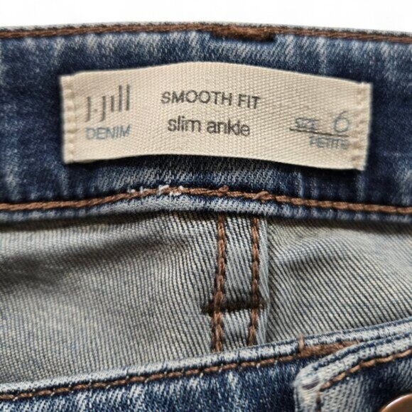 J.Jill Denim Smooth Fit Slim Ankle Jeans Petite Size 6 Blue Wash Cotton Blend - Picture 5 of 6